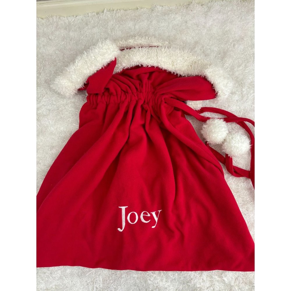 Pottery Barn Kids Red Fleece Santa Bag Large Monogrammed Joey